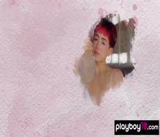 Super sexy naked latina muse Mia Valentine introducing her big natural tits