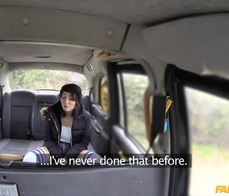 Knee high socks beauty takes it all in the fuck taxi