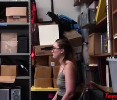 Nerd teen shoplifter humiliated by a security guard