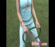 Selina 18 fingering pussy at playground