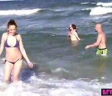 Naughty bisexual teen BFFs love to ride on big cock