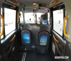 Hot brunette undressed in a taxi