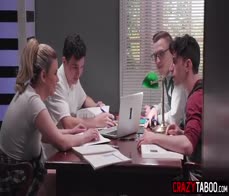 Big ass blonde student fucked in the library and experienced rough gangbang