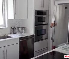 Busty MILF stepmother blows her stepson next to dad