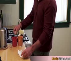 Cute stepson is too sexy to resist so Pops will get a nice bareback ass today for breakfast