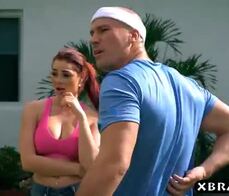 Big tits redhead blows and fucks boyfriends friend