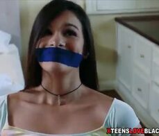 Two black dude destroy this tight teen's pussy and ass