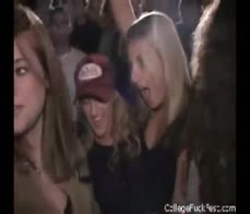 Pussy fingered frat teen chick lays back and takes it