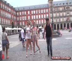 Stripped and labeled and wrapped in plastic blonde slave Yunno X public disgraced