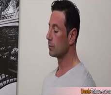 Sexy teen Peter had his first threesome bareback sex today and looks like he is into it