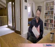 Geeky stepdaughters wanted to try an older cock and Pops is more than happy to provide