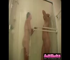 Two Babe Shower showing sexy body