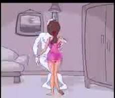 Her husband comes home and she hides her lover