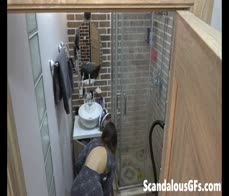 My stunning blonde GF doing her makeup in the bathroom nude