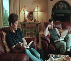 College gays anal fuck in bedroom after studying