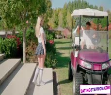 German MILF goes on a golf date with stepson and they had an accident