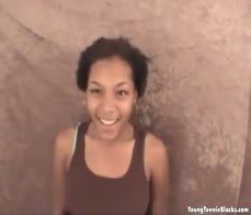 Ebony teen beauty blowing white cock