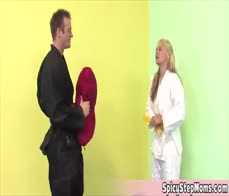 Karate lesson escalated with this blonde sex addict MILF wife