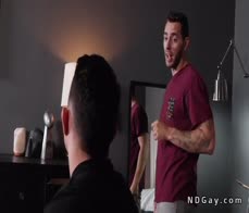 Tattooed man anal fucking bro in doggy position