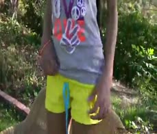 Tiny Trisha fingering closeup outdoor