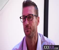 Petite blonde teen student Emma Rosie massaged teachers Ryan Mclane cock