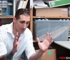 Blonde teen thief gets caught and fucked by security