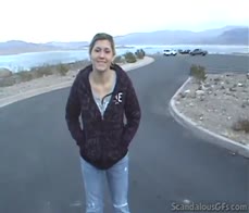 Public teen slut sucking on hard cock