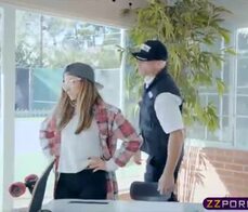 Cute teen skateboarder chick grinding down on a big cock