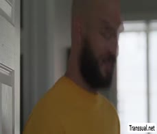 Slut Tgirl Itzel lets Cliff bareback fucks her ass