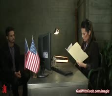 Busty and tattooed shemale agent TS Foxxy anal fucks Turk Mason