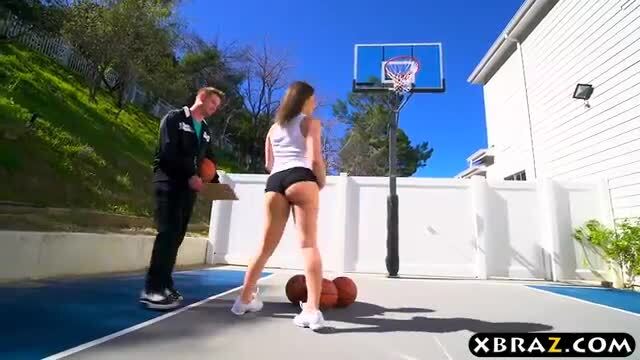 Big white booty teen butt fucked by her basketball trainer ...