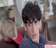 Stepson fucking then cumming inside his stepmoms hairy pussy