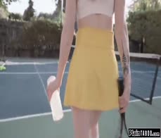 Tennis coach makes petite redhead squirt