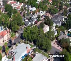 Exploring milf butt using clear dildo