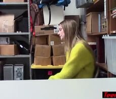 Huge titted teen thief caught and the penalty is fuck