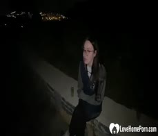 Nerdy babe gets plowed in the park