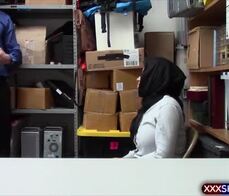 Cute shoplifter chick in hijab gets punish fucked hard
