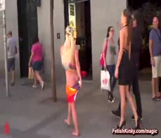 Body painted babe Sienna Day paraded and fucked in public