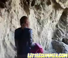 Little summer masturbates hard outdoors