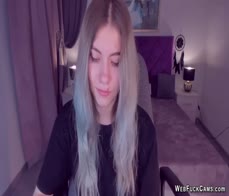 Big tits tattooed blonde amateur teen SimaDark fingers shaved pussy on webcam