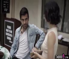 Petite waitress Stevie Moon anal fucked by asshole client his twin brother