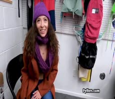 Curly Latina gets on top of the officers dick