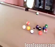 Naughty petite teen fingering herself on pool table