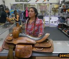 Cute cowgirl anal pounded by pawn keeper