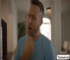 Blonde big tits TS analed by husbands perv friend