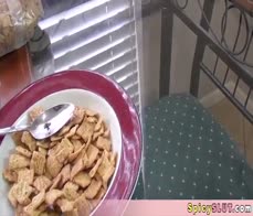 Tattooed MILF stepmom gives her stepson a BJ against his will while pops is away