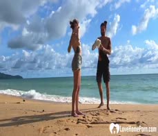 Enjoying the beach in the nude with hubby