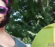 Eurobabe pounded in the woods for money