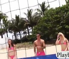 Teen besties show off ass and screwed