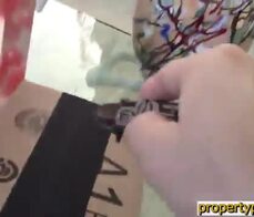 Classy teen real esate agent bangs a potential client